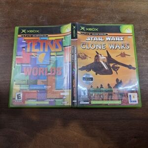 Microsoft Original OG Xbox Star Wars Clone Wars Tetris Worlds Combo Pak Game CIB